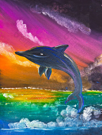 海豚跳海洋海报颜色