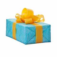 礼物蓝色的盒子黄色的弓
