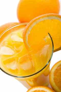 玻璃橙色汁橙子孤立的