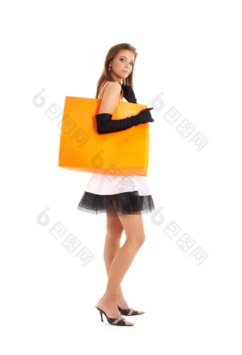 优雅的夫人橙色购物袋