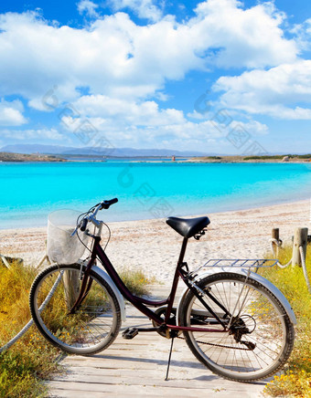 <strong>自行车</strong>Formentera海滩巴利阿里<strong>群</strong>岛岛屿