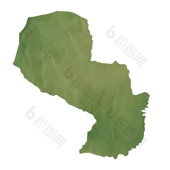 绿色纸地图巴拉圭