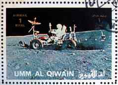 邮资邮票嗯AL-QUWAIN宇航员开车月亮探测器