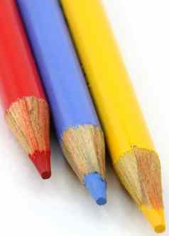 铅笔蜡笔红色的蓝色的黄色的颜色