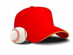 红色的棒球帽球