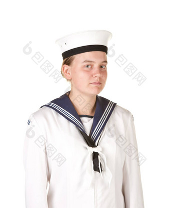 年轻的水手孤立的白色背景