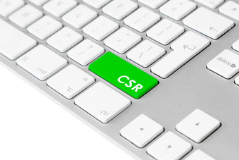 电脑键盘绿色<strong>企业</strong>社会责任按钮