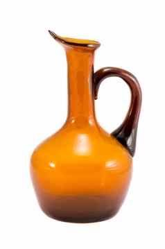 壶花瓶黄色的棕色（的）玻璃孤立的白色