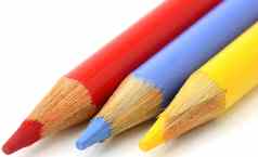 铅笔蜡笔红色的蓝色的黄色的主颜色