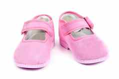 一对婴儿粉红色的鞋子
