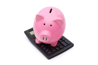 粉红色的小猪银行计算器