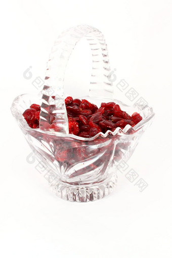 玻璃篮子完整的干小红<strong>莓</strong>