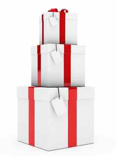 礼物盒子红色的白色堆栈