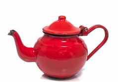 金属红色的茶壶