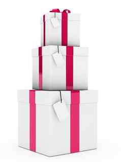 礼物盒子粉红色的白色堆栈