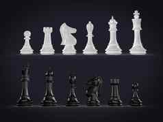 黑色的白色国际象棋集