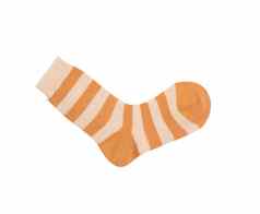 橙色条纹袜子孤立的白色背景
