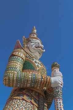 恶魔《卫报》雕像寺庙黎明曼谷泰国