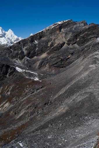 山<strong>脊</strong>视图Renjo通过喜马拉雅山脉