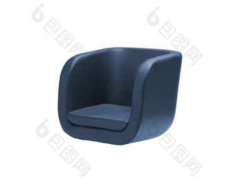 黑暗蓝色的扶手椅孤立的白色