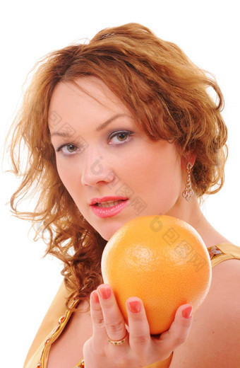 有吸引力的女人葡萄柚