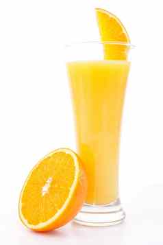 一半橙色玻璃橙色汁