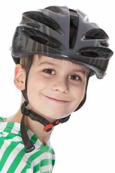 男孩骑自行车头盔
