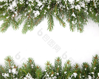 圣诞节框架雪孤立的白色背景