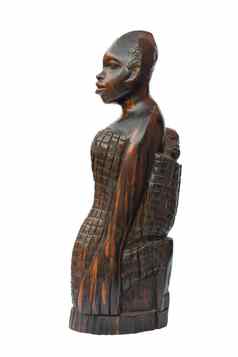 非洲女人孩子雕像