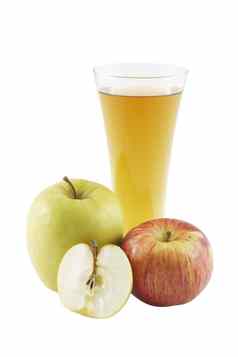 玻璃苹果汁苹果一半苹果