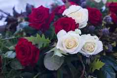 白色红色的玫瑰
