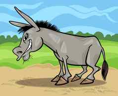 有趣的灰色的驴卡通插图