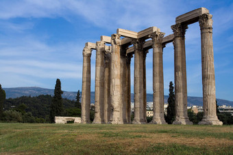 古老的寺庙奥林匹斯山的宙斯雅典<strong>希腊</strong>蓝色的天空巴克