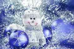 圣诞节背景雪人球