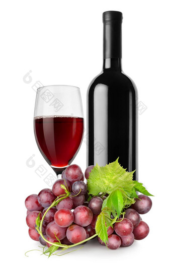 瓶红色的酒葡萄酒杯葡萄