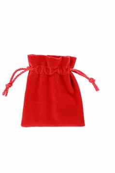 红色的袋红色的缎丝带孤立的白色