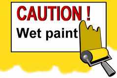 谨慎湿油漆警告标志
