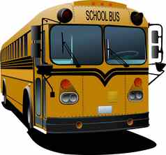 黄色的学校公共汽车向量插图