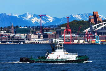 拖轮船西雅图港口华盛顿
