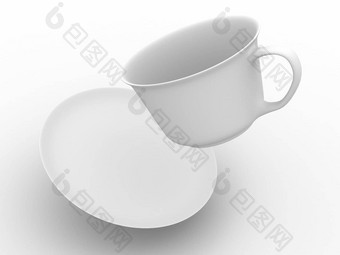 下降咖啡杯飞碟孤立的图像