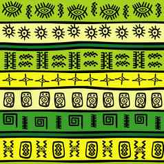 背景绿色黄色的部落饰品