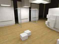 艺术画廊空白帧现代建筑概念上的阿奇