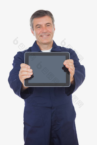 成熟的机械师显示数字平板电脑