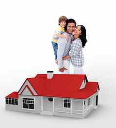 家庭站红色的房子插图