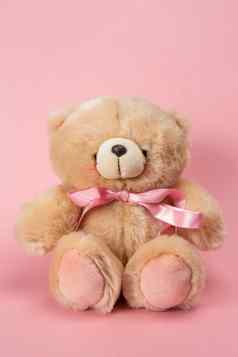 泰迪熊粉红色的丝带