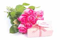 花束粉红色的玫瑰礼物快乐生日卡