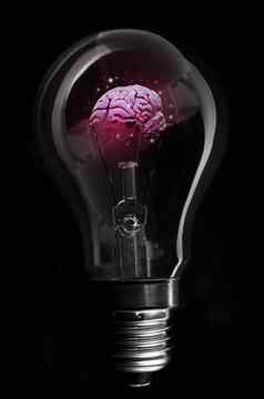 粉红色的大脑内部光灯泡