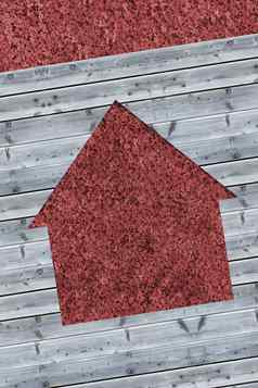 减少木董事会形成房子红色的纹理