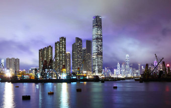 九龙区在香港香港晚上