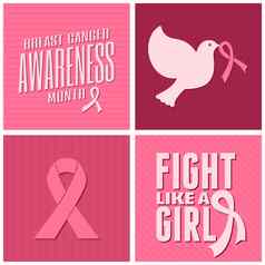 乳房癌症意识卡片集合